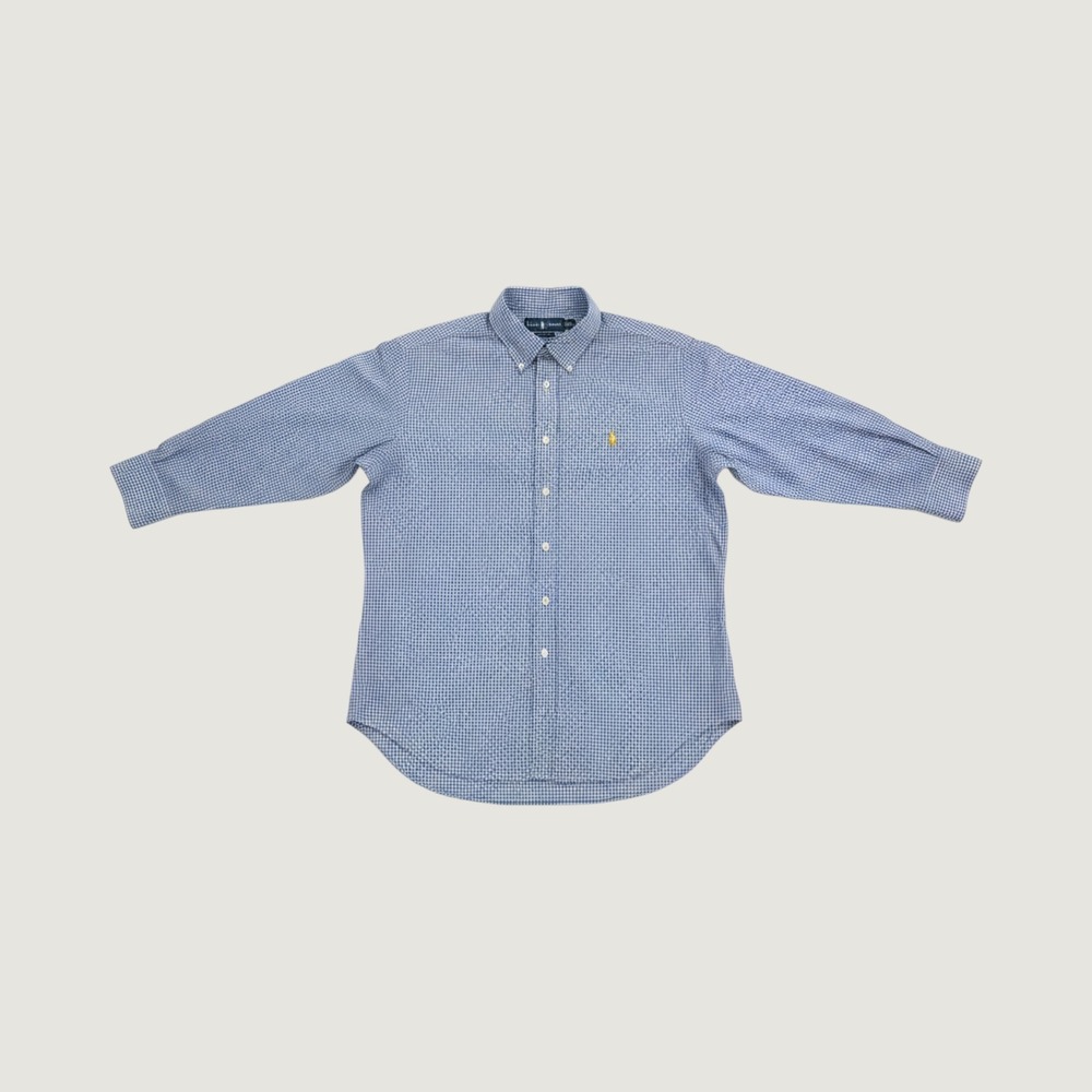 Ralph Lauren Mens Classic Fit Gingham Button Down Shirt Blue White XL